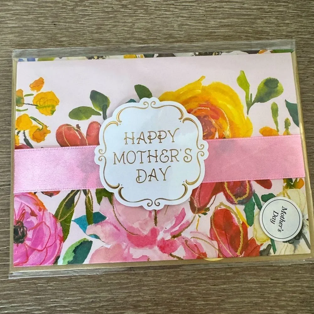Rachel Ashwell Pink Floral Ribbon Mother’s Day Premium Greeting Card